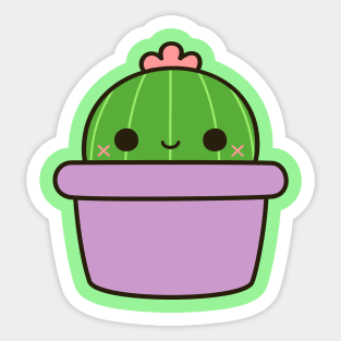 Cute cactus in purple pot Sticker